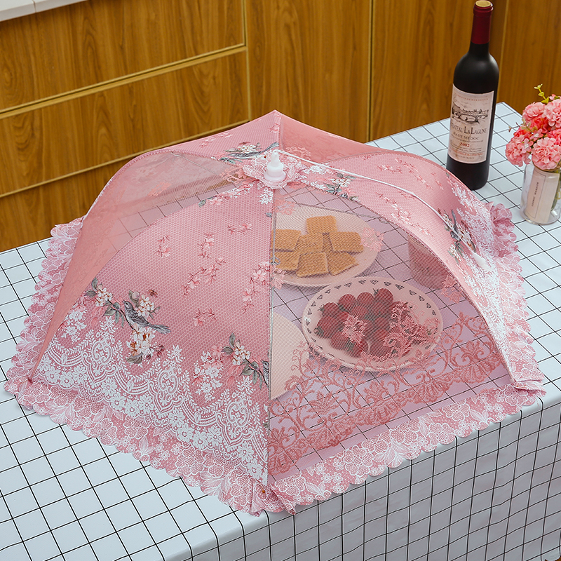 Home Vegetable Hood Sub Round Folds Fold Large Number Mesh Yarn Vegetable Hood Dust-Proof Breathable Rice Vegetable Hood Removable Cover Table Hood