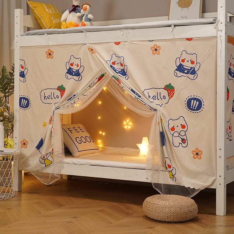 University Dormitory Bed Curtain Mosquito Net Integrated Student Bed Tent Shade curtains Upper And Lower Bunk Beds Single Beds With Dust Top