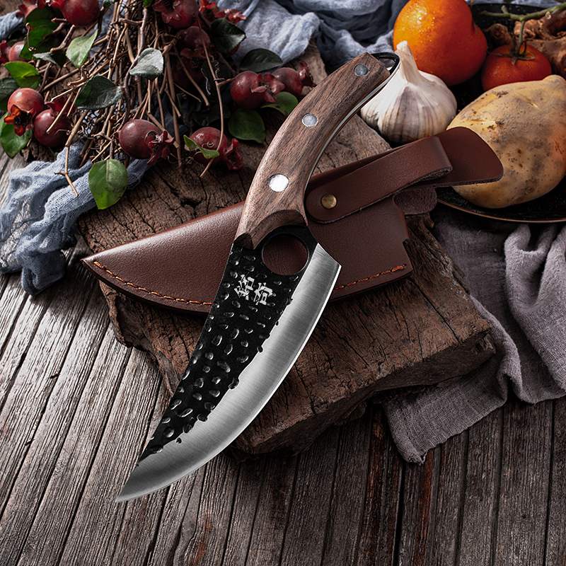 Ring small scimitar knife meat deboning knife multi-use outdoor knife slaughter sheep shaving bone meat knife pork split knife field