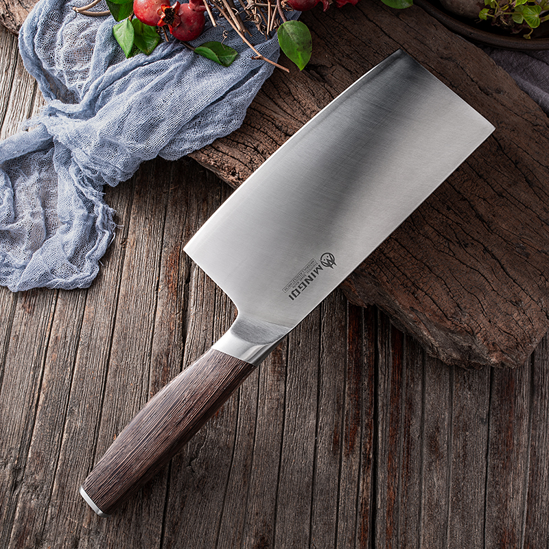 Powder steel cladding ultra-fast slicing knife household kitchen knife stainless steel cutting vegetables and meat slices three-in-one steel sharp high hardness