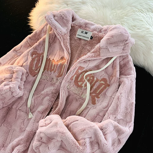 逃离地球 Милый бархатный пуховик для влюбленных, куртка с капюшоном, в американском стиле