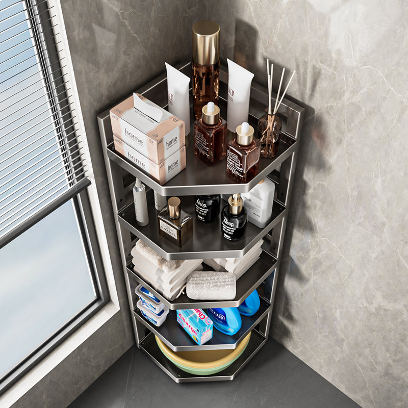 バスルーム収納ラック 床置きトイレ用品 多層三角形収納ラック 洗面台トイレコーナー収納ラック