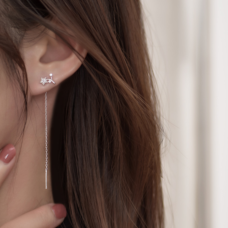 Star Earring 2023 new tide star with zirconia earrings in Korean temperament net red ear crashes pure silver ear decorations