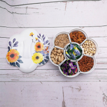 Junior High School style imitation porcelain glaze color seven grid petals candy box melamine home living room with lid storage plastic fruit Basin