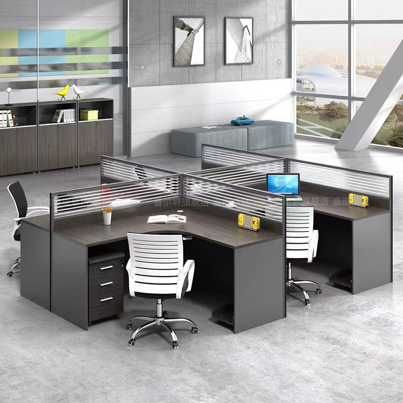Office Furniture Screen Partition Workstation Staff Desk Deck Office Desk and Chair Set for 46 People, Four or Six
