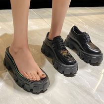 Liu Wen and the P - family thick pine pine leather shoes increase womens shoes 8cm plus velvet 10 cm in autumn winter