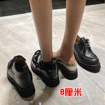 Small leather shoes female summer thin English wind small individual elevated womens shoes 8cm increased fur leather code 332 shoes