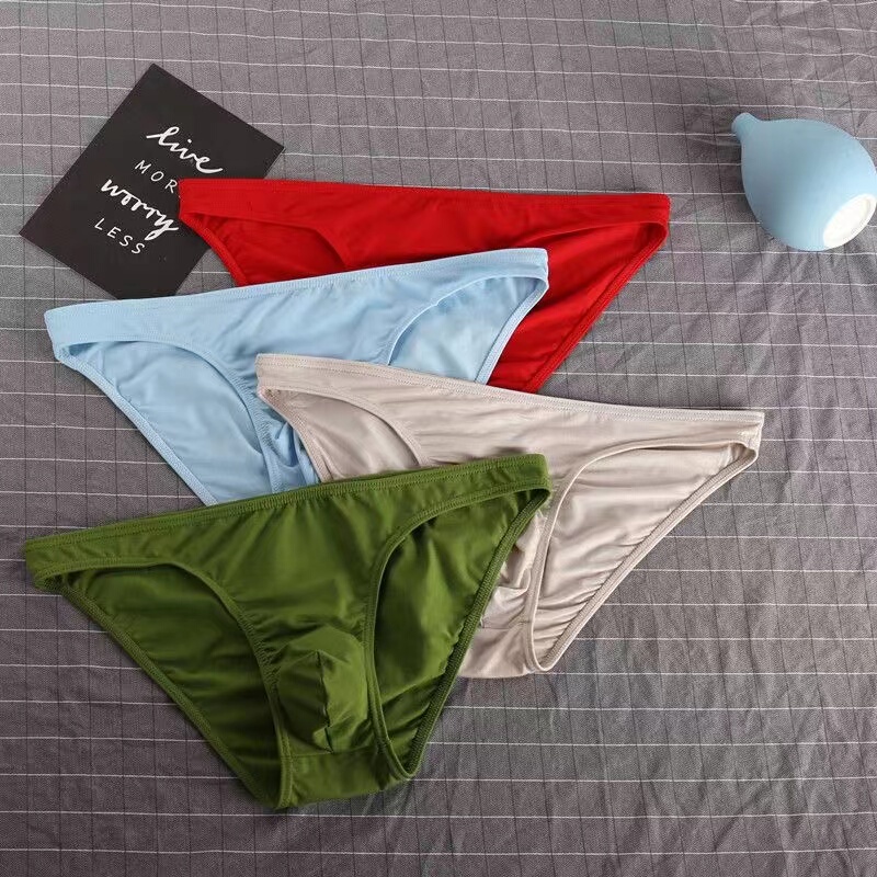 Men's Underwear, Cotton Breathable Briefs, U-Convex Pouch Men's Small Triangle Briefs, Personalized Low-Waist Trendy Men's Shorts