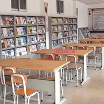 School library reading room tables and chairs fireproof panel reading table modern steel and wood long conference training table manufacturer