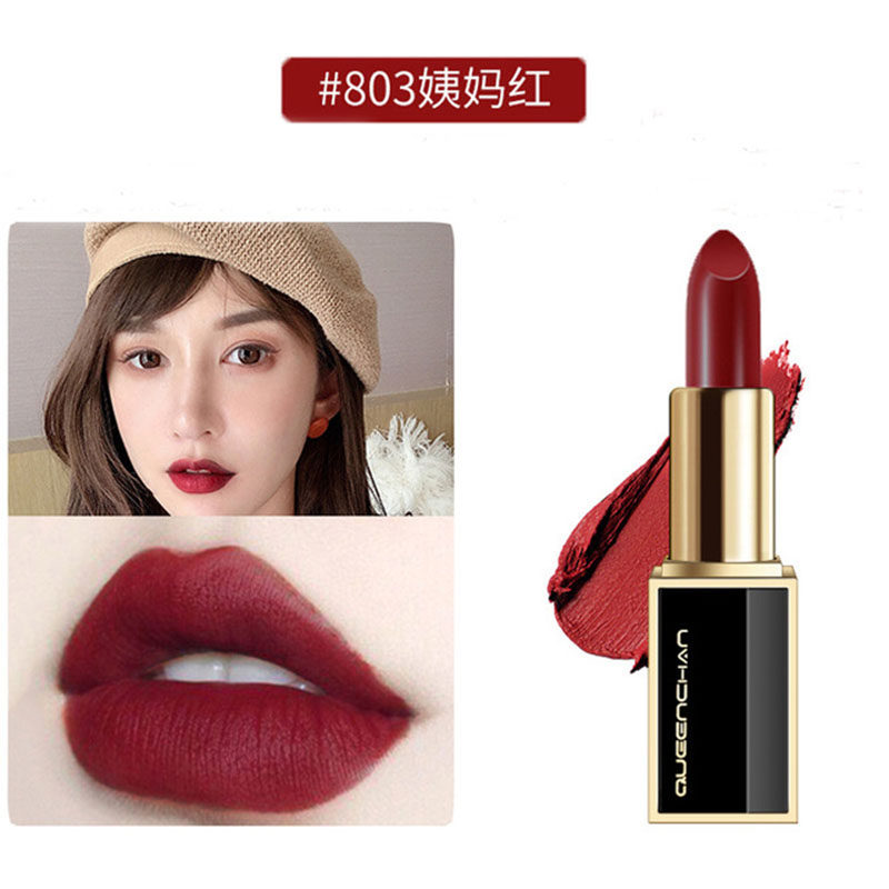 Aunt Color Small Black Tube Retro Mouth Red No Drop Color No Stick Cup Lasting Lipstick Tomato Yellow Pivegan With Lipstick Lipstick