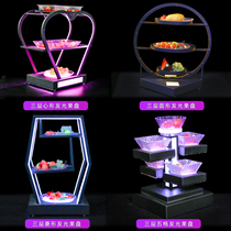 Bar KTV luminous fruit plate rack wrought iron Chinese LED platter creative multi-layer snack plate melon seed plate customization