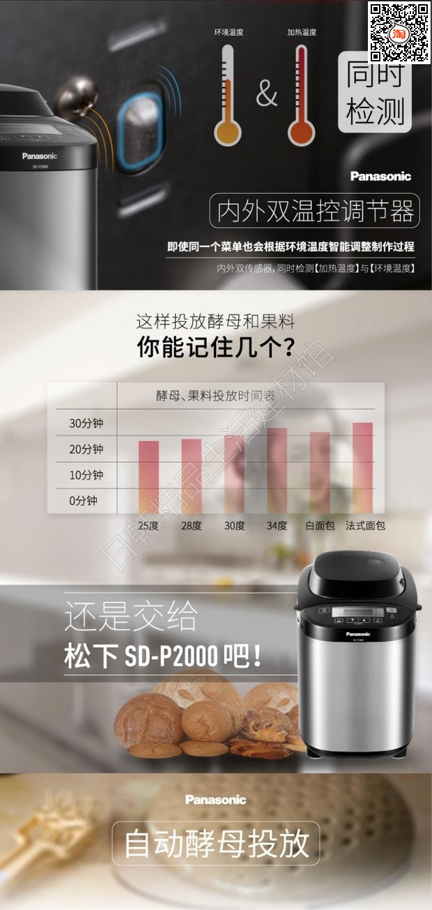 Máy làm bánh trái cây tự động Panasonic / Panasonic SD-P2000 phục vụ đặc biệt máy nướng sandwich philips