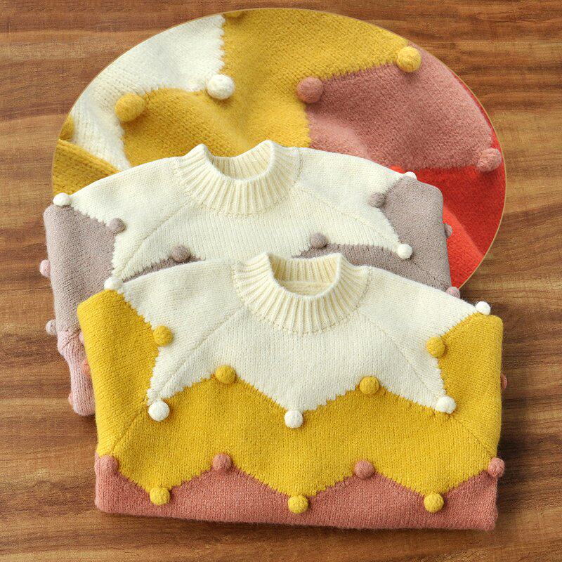 Girl's sweater thickened needle cardiovert autumn winter style blouses 2021 new children's woolen clothing women's great children's clothing
