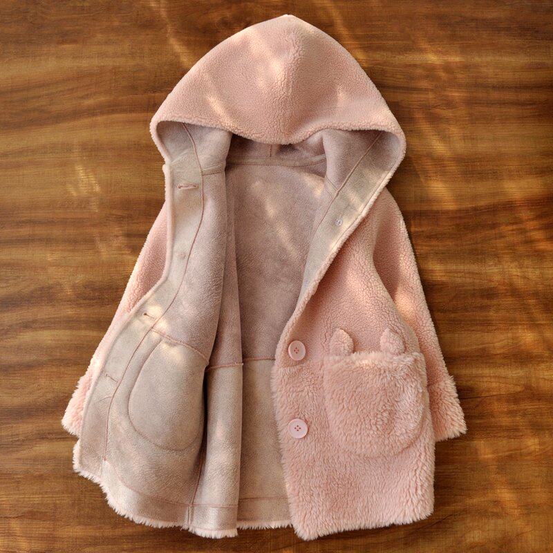 Sheep-cut suede girl leather hair integrated jacket Children's lamb sweater 2021 autumn winter new winter clothing lamb suede