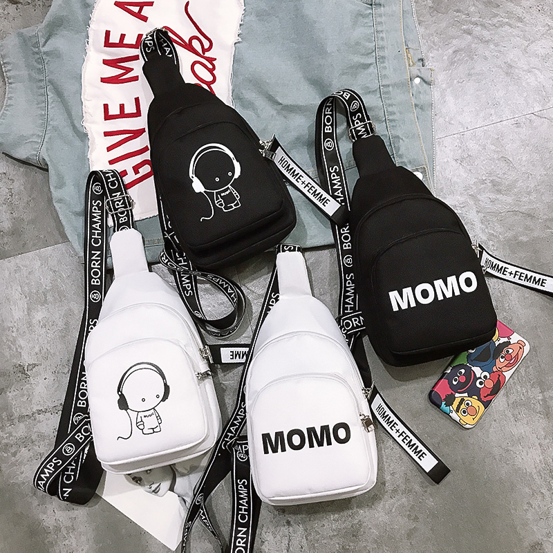 ins Super Popular New Lazy Style Canvas Small Bag for Women 2023 New Trendy Crossbody Wide Strap Fairy Artistic Chest Bag