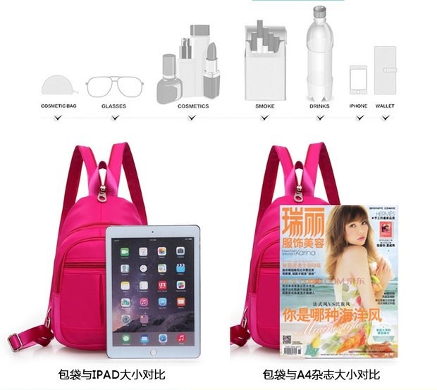 Ba lô mini không thấm nước du lịch nữ ba lô Xác ướp ba lô vải thủy triều nhẹ nylon túi đôi sử dụng balo nữ thời trang