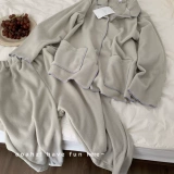 Бархатный японский брендовый лонгслив, штаны, пижама для отдыха, удерживающий тепло комплект