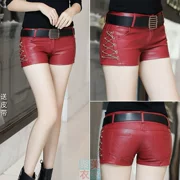 2018 phụ nữ mới pu quần short da eo ngắn eo thấp bó sát bên ngoài mặc quần short mùa xuân và mùa hè quần thắt lưng quần dài