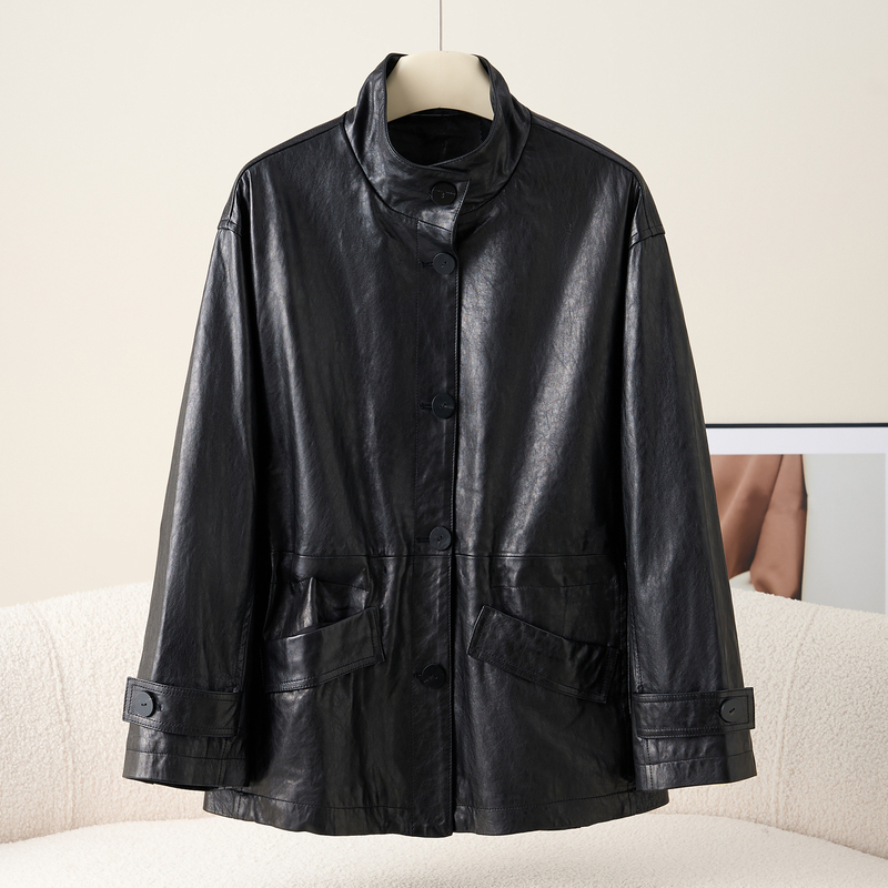 Imported Oil-Waxed Sheepskin Genuine Leather Jacket for Women, 2026 New Style Leather Trench Coat, Mid-Length, Trendy and Popular Imported Oil-Waxed Sheepskin Genuine Leather Jacket for Women, 2026 New Style Leather Trench Coat, Mid-Length, Trendy and Popular