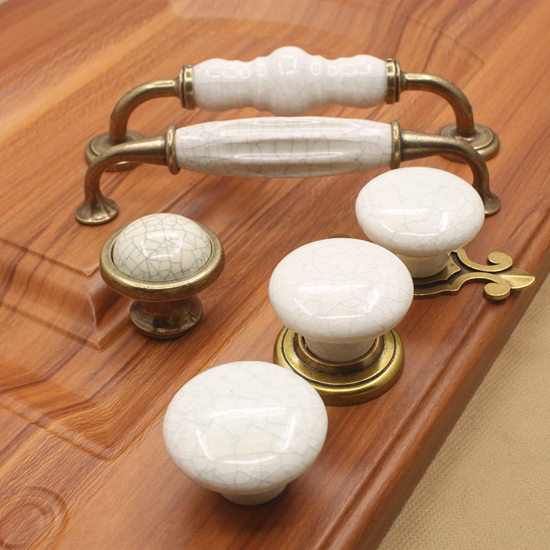 Ceramic crack handle ceramic handle simple European retro handle ceramic drawer wardrobe overall cabinet door