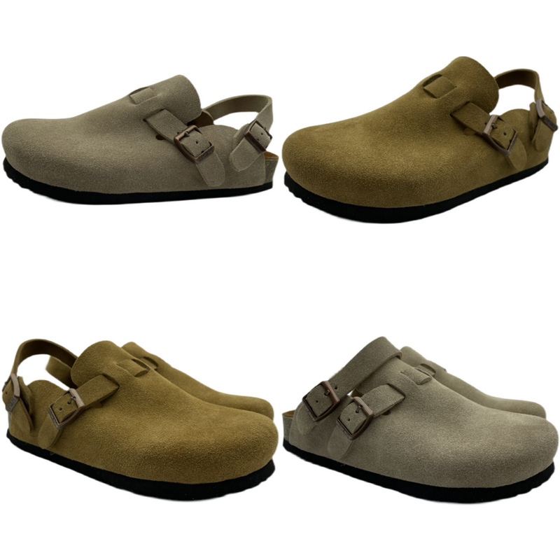 2026 New Bmx Fashion Casual Shoes, Two-Way Wear, Suede Cork Slippers, Flat Round Toe, Suitable for Outdoor Wear
