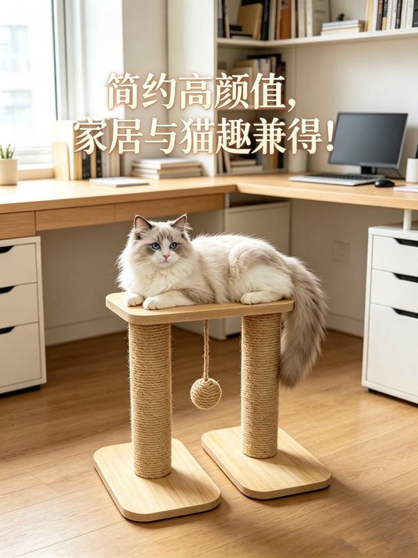 Cat Toys Simple Wooden Cat Climbing Frame Hemp Rope Scratching Post Cat Jumping Platform Nest Integrated Cat Toys Leisure and Entertainment Supplies