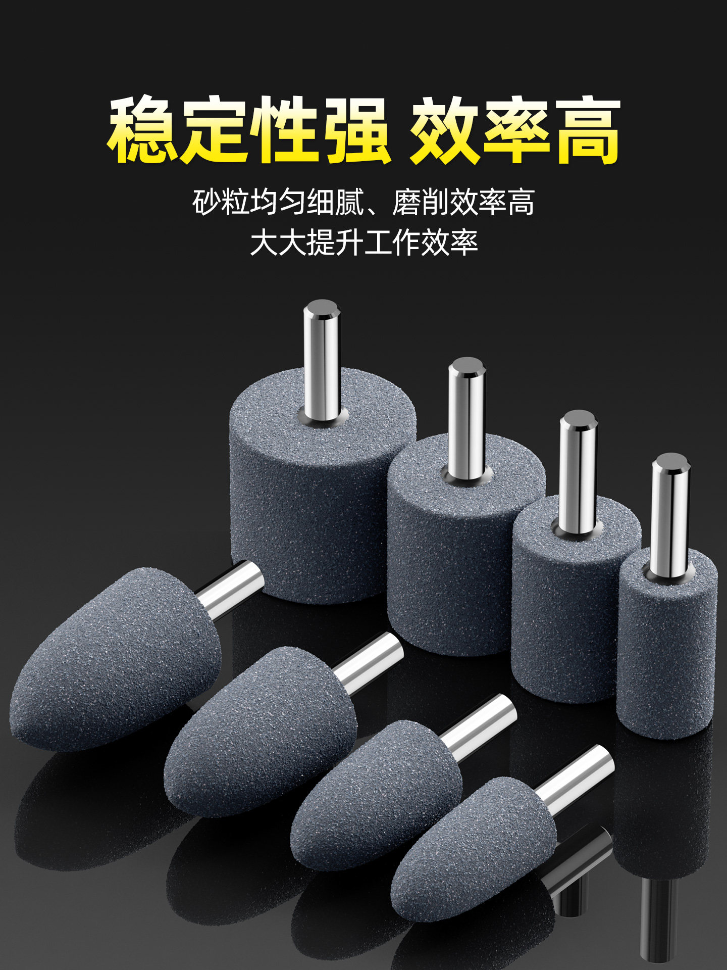 Blue Corundum Grinding Head with 6mm Shank for Polishing, Rust Removal, Small Grinder, Spherical, Cylindrical, T-Shaped, Peach-Shaped