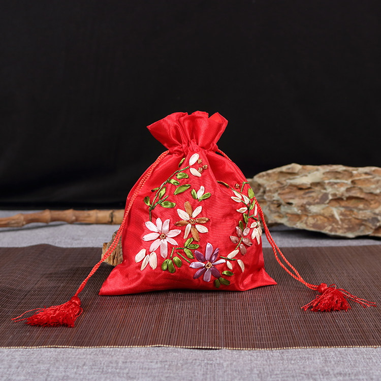 Classical Band Flow Su Cashier Bags Brocade Bags Happy Sugar Bags Wedding Wedding Celebration Items China Wind Retro Silk Ribbon Embroidered Tape Bag