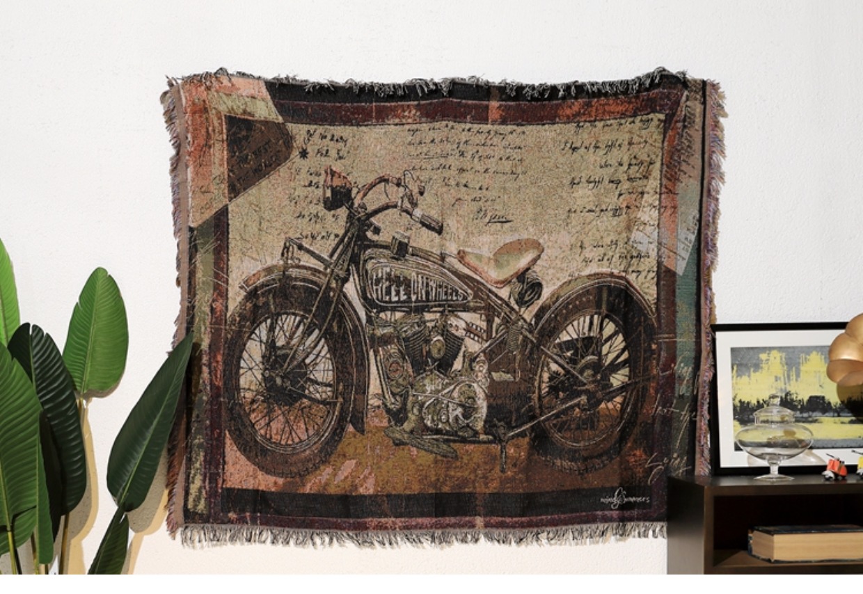 Phong cách hoài cổ retro hoài cổ phòng khách phòng ngủ trang trí bức tranh tấm thảm giải trí sofa chăn cà phê chăn cửa hàng chăn - Tapestry thảm vải decor