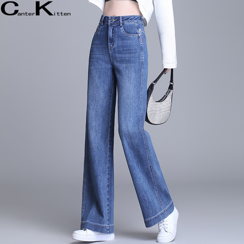 Authentic Women's Jeans 2026 New Spring and Autumn High-Waisted Slim-Fit Wide-Leg Pants Loose Elastic Slimming Straight-Leg Pants