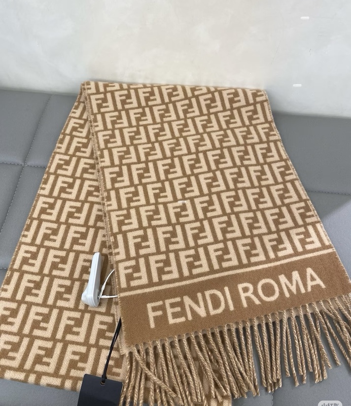 Fendi Small Logo Ff Wool Caramel Scarf