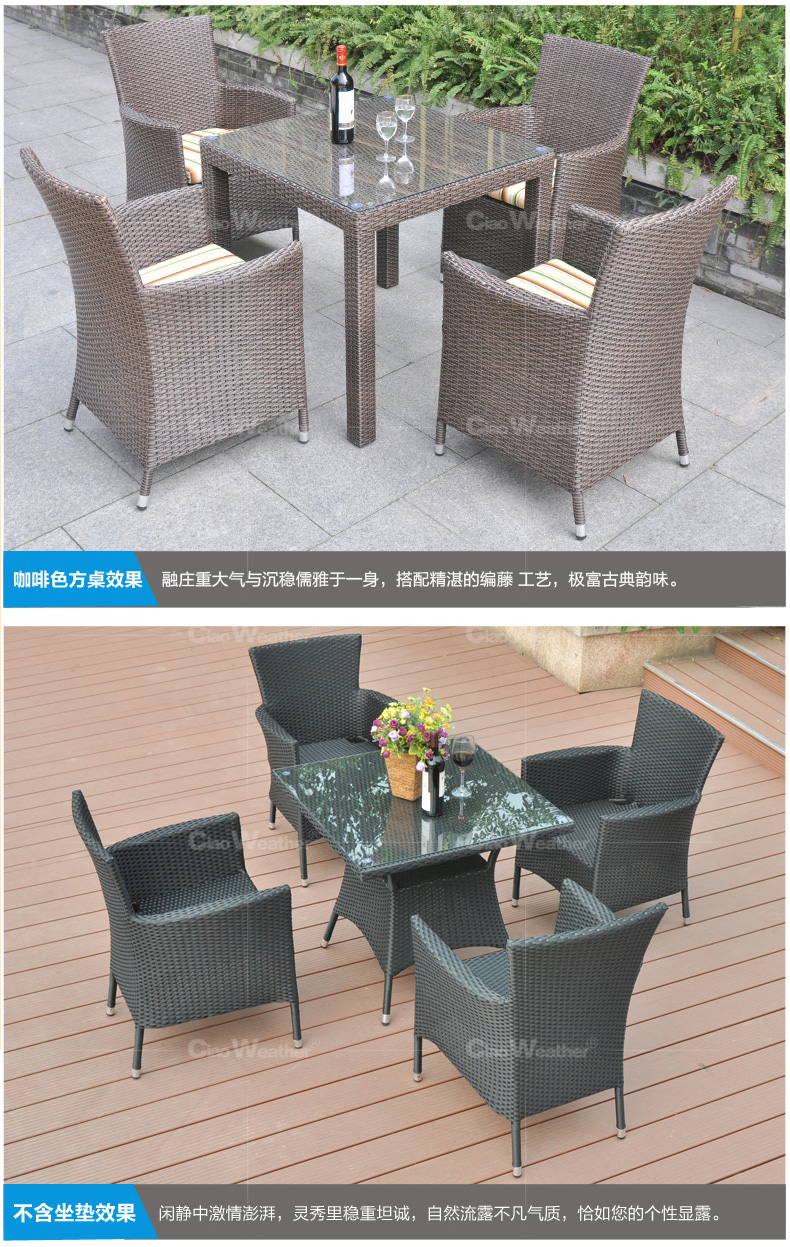 Wicker ghế ba mảnh đồ nội thất sân thượng giải trí ngoài trời sân vườn ban công vườn đan ngoài trời kết hợp bàn ghế mây - Bàn ghế ngoài trời / sân mẫu bàn ghế ngoài trời đẹp