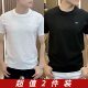 ຍີ່ຫໍ້ Trendy handsome ຂະຫນາດນ້ອຍ neckline ສັ້ນ ເສື້ອທີເຊີດຜູ້ຊາຍ summer texture slimming slim ເຄິ່ງແຂນເສື້ອຜູ້ຊາຍເທິງສໍາລັບໄວຫນຸ່ມແລະອາຍຸກາງ