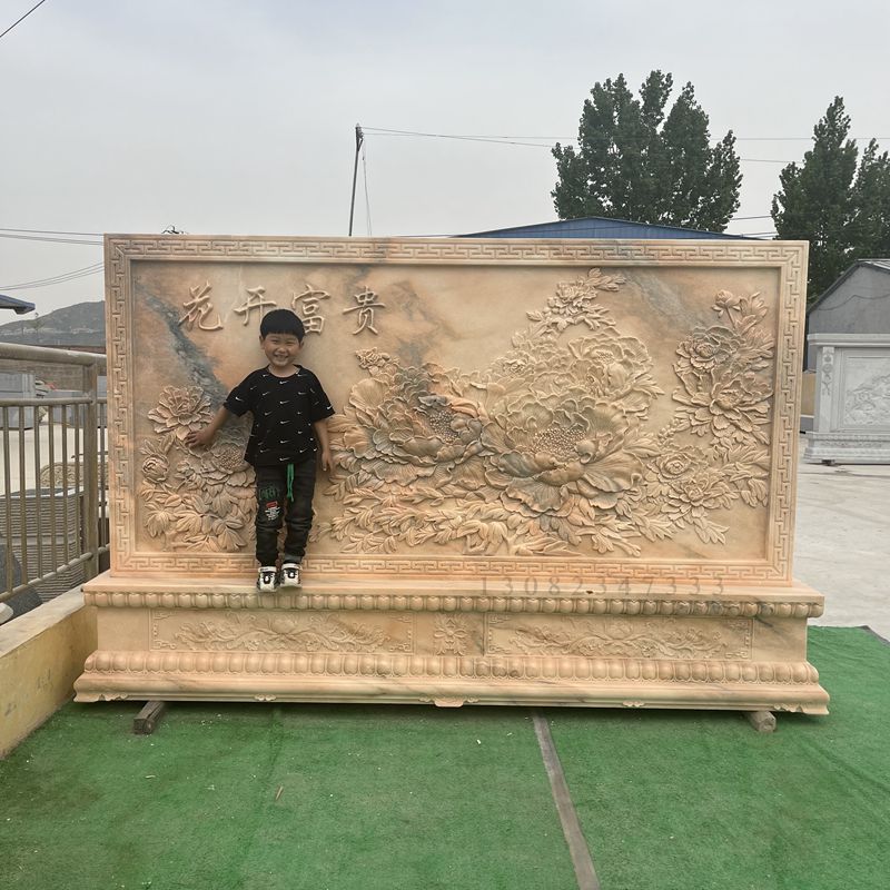 Villa Shadows Wall wall Stone sculpted Xuanguan Screen Marble Photos Wall Relief Fresco modern Chinese Courtyard Photo-back Customize