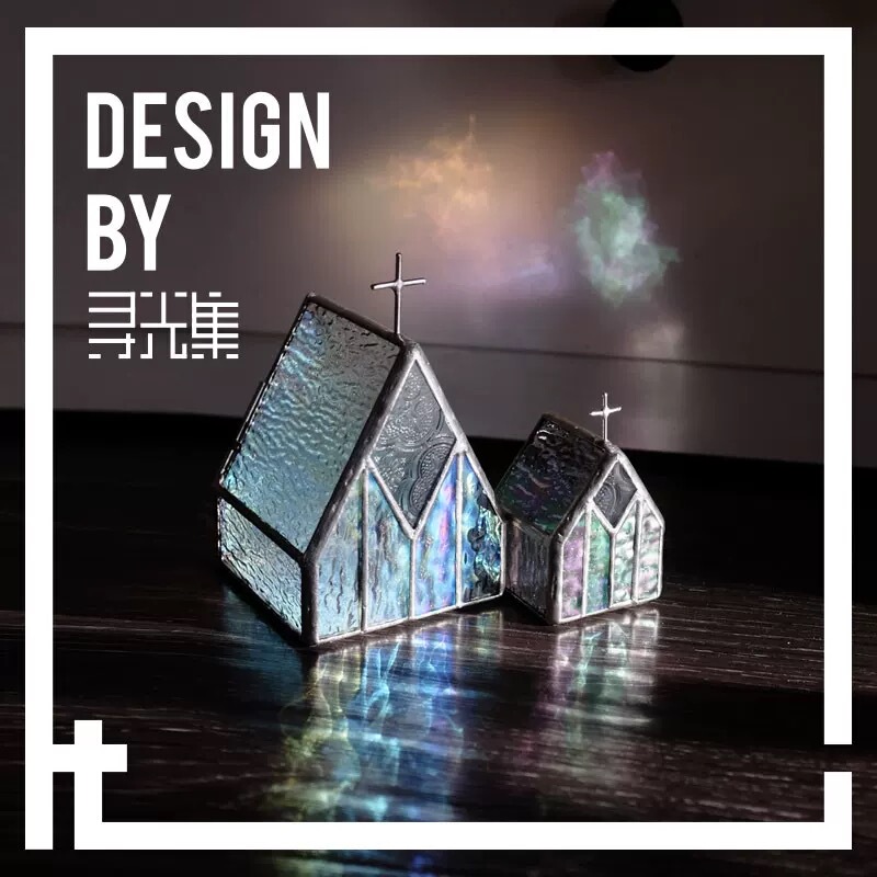 Xunguangji Original Design, Jiequan Handmade Laser-Cut Glass Church Architecture Desktop Ornament