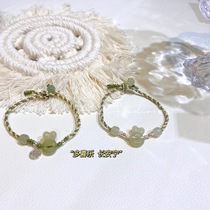 LUUL Natural Hetian Jade Selected Sunny Water Material Small White Rabbit Braided Rope Bracelet Girlfriends