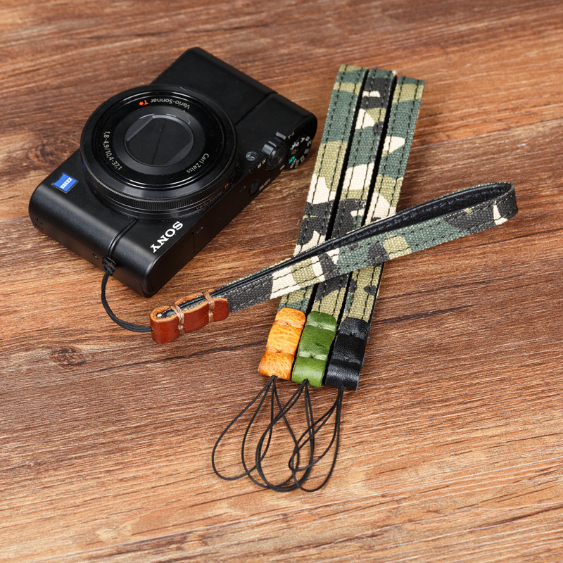 Micro - single camera belt is suitable for Sony Black Carlyle GR2 GR3 wrist belt patted with retro - leather handle