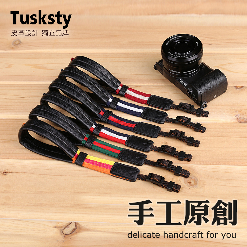 Applicable micro single eye camera A7CA7RA7SA63006500 genuine leather camera cow leather wrist protector universal hand rope lost hand rope
