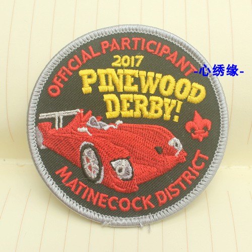 Heart Embroidered YN3 Back Gum Cloth Patch Badges 7 5CM Red Racing Car Embroidered 