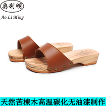 Olimin 2021 Summer new wood Footwear Women Wood Slippers Womens Summer Home Slopes Heel Cool Slippers