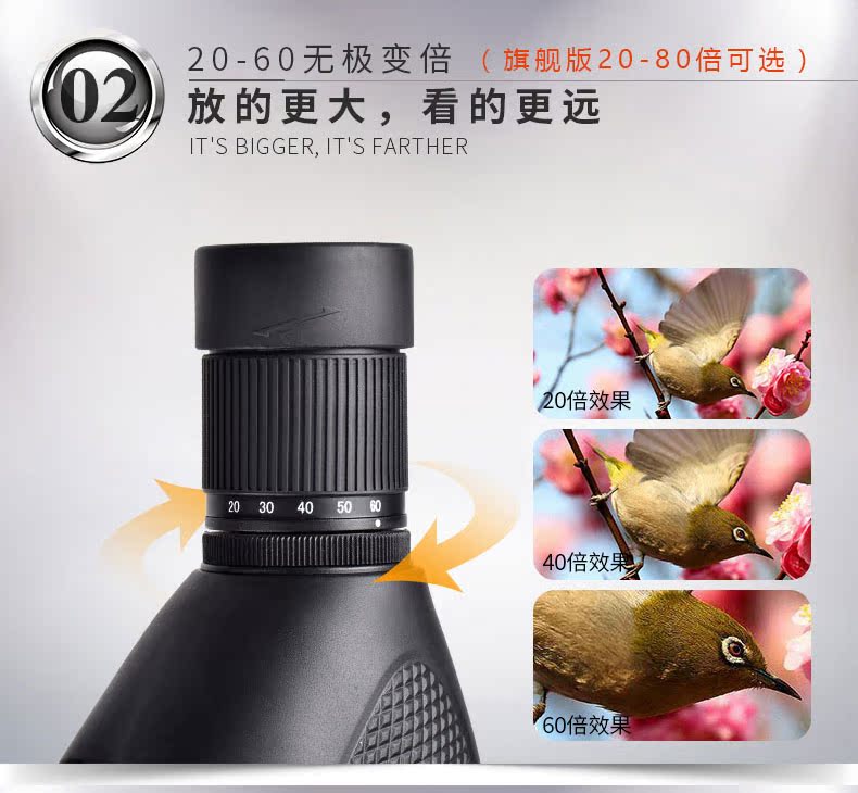 De Rui một mắt 20-60 zoom 80 ảnh điện thoại di động độ nét cao xem mặt trăng glasses kính mắt - Kính viễn vọng / Kính / Kính ngoài trời ống nhòm cho điện thoại