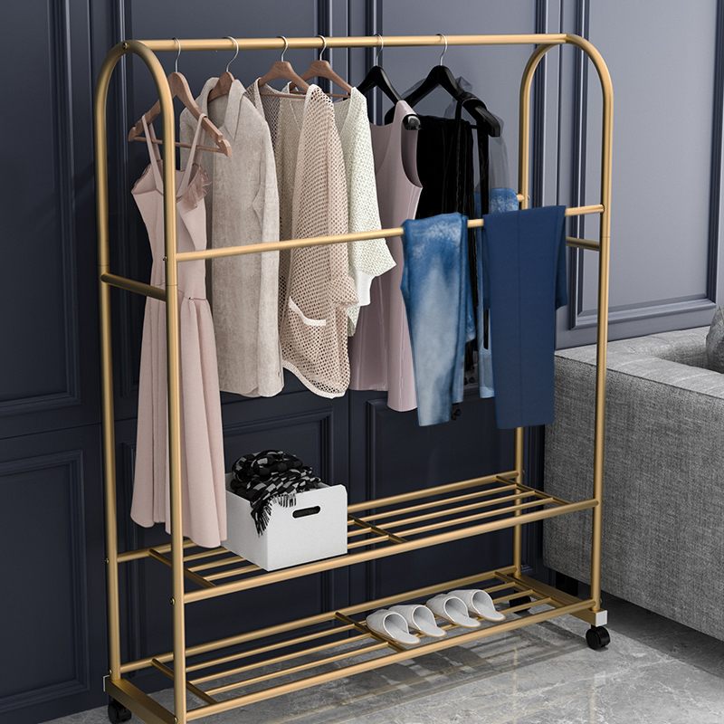Clothes rack household floor hanger bedroom net red balcony indoor folding simple coat rack cool clothes rack