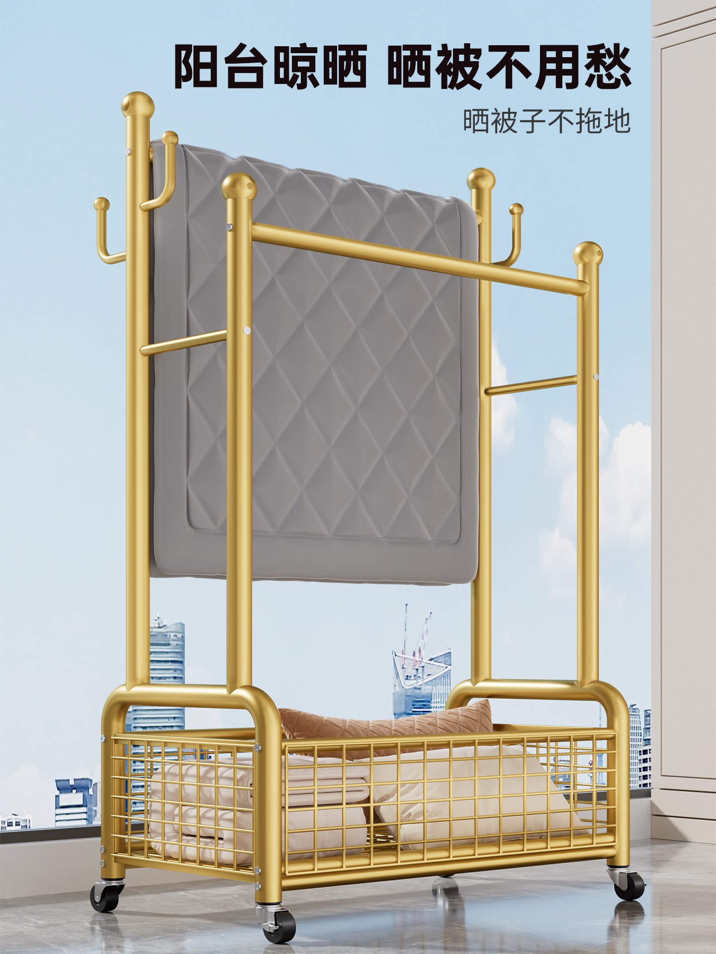 Clothes Rack Floor-Standing Bedroom Home Indoor Storage Trendy 2025 New Model Room Movable Clothes and Hat Rack