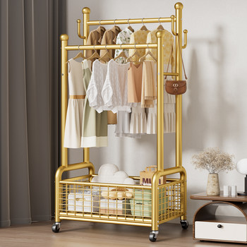 Clothes Rack Floor-Standing Bedroom Home Indoor Storage Trendy 2025 New Model Room Movable Clothes and Hat Rack