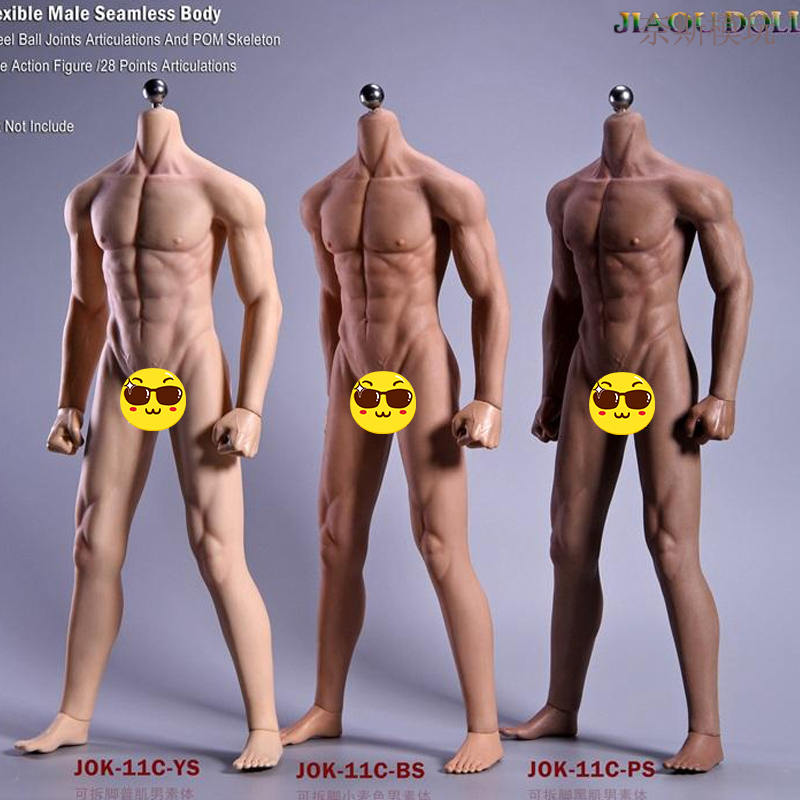 Jiaou Doll Langa 1/6 Jok-11C-Bs Male Soldier Figure with Detachable Legs, Strong Physique, Male Muscle Body with Plastic Coating