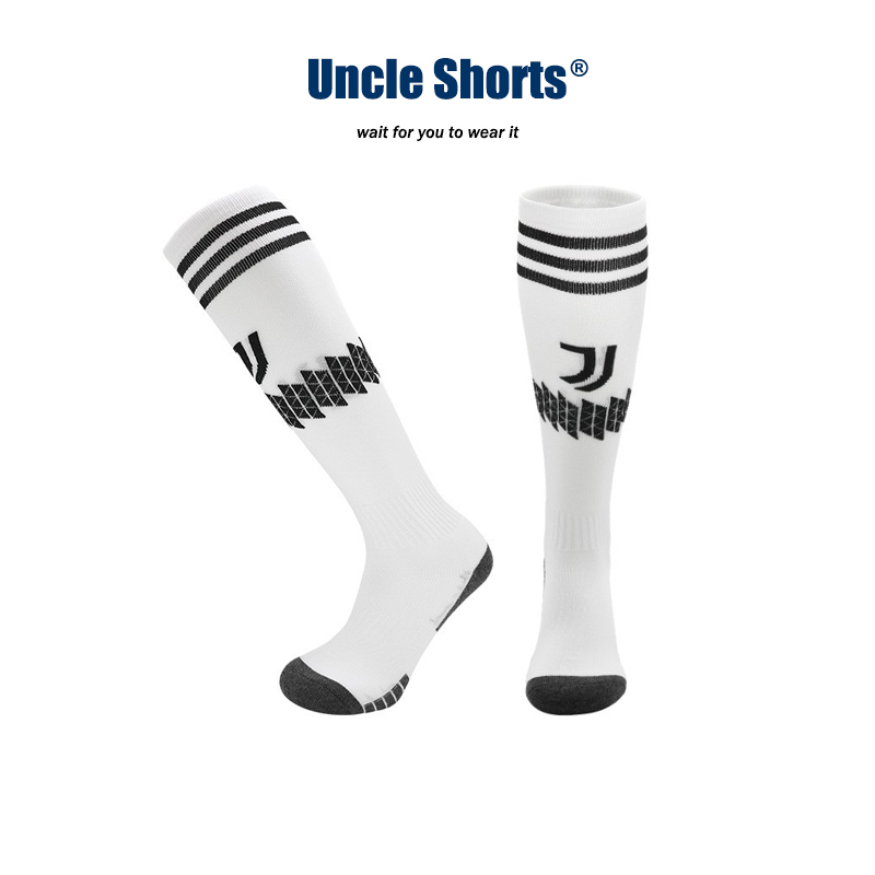 Uncle Shorts White Long Football Socks Men's Three-Stripe Socks Mountaineering Outdoor Sports Fitness High Socks