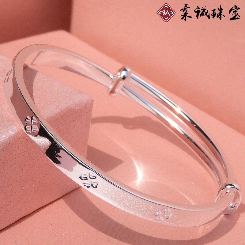 Real silver bracelet pure silver female Jane about foot silver 999 solid silver bracelet female hand ring young silver ornament