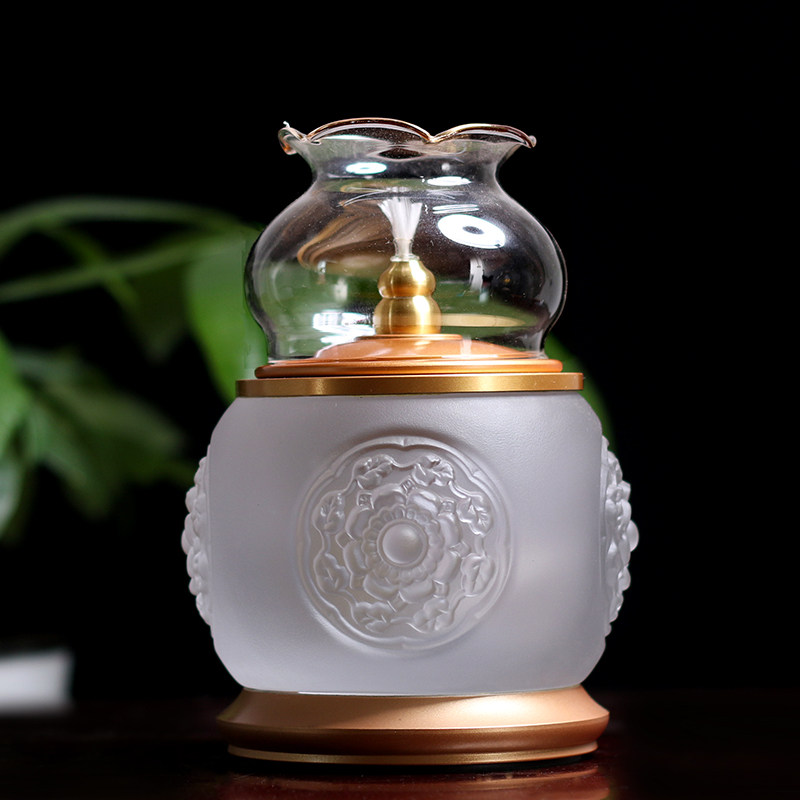 Ancient method glazed butter lamp lamp Buddha lamp Buddha lamp for lamp household treasure phase flower for Buddha oil lamp Buddha hall Changming lamp