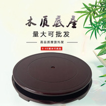Wooden round rotatable base vase engraved handicraft swing fish tank chishstone head imitation red wood base carriage