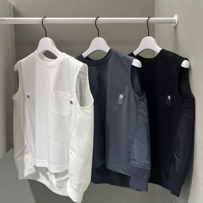 Fog Sacai Japanese Style 2026 New Pullover Slimming Simple Vest Solid Color Sleeveless Round Neck Top for Women Fog Sacai Japanese Style 2026 New Pullover Slimming Simple Vest Solid Color Sleeveless Round Neck Top for Women